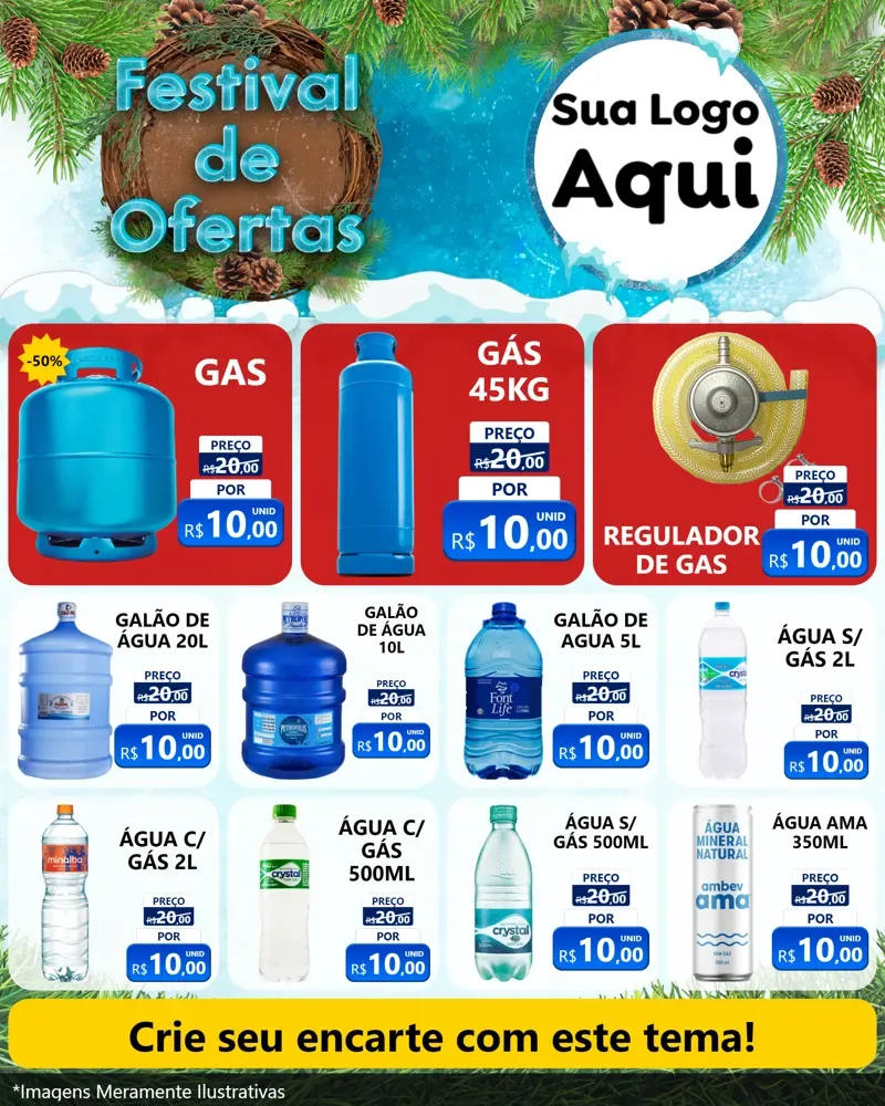 Modelo de Rede Social para Feed Instagram com o tema Festival de Ofertas - Inverno para Água e gás