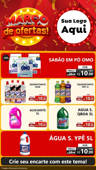 Modelo de TV para TV Vertical com o tema Março de Ofertas! para Produtos de Limpeza