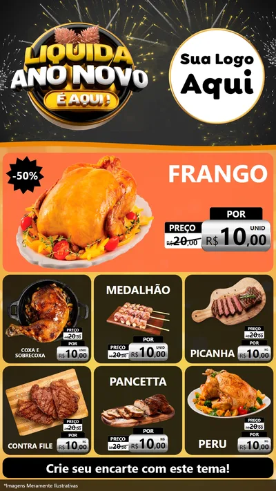 Modelo de Rede Social para Stories com o tema Liquida Ano Novo É Aqui! para Assados