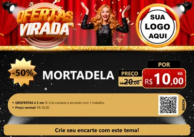 Modelo de Cartaz para Cartaz A4 Horizontal com o tema Ofertas da Virada para Frios e Laticínios