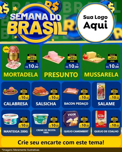 Modelo de Rede Social para Feed Instagram com o tema Semana Do Brasil para Frios e Laticínios