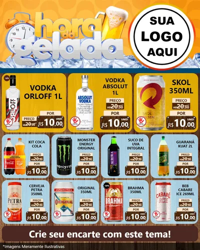 Modelo de Rede Social para Feed Instagram com o tema Hora da Gelada para Distribuidora de bebidas