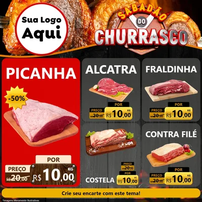 Modelo de Rede Social para Feed Facebook com o tema Sabadão do Churrasco para Açougue
