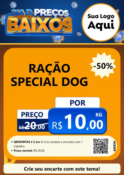 Modelo de Cartaz para Cartaz A4 Vertical com o tema Dia D Preço Baixo para Pet Shop
