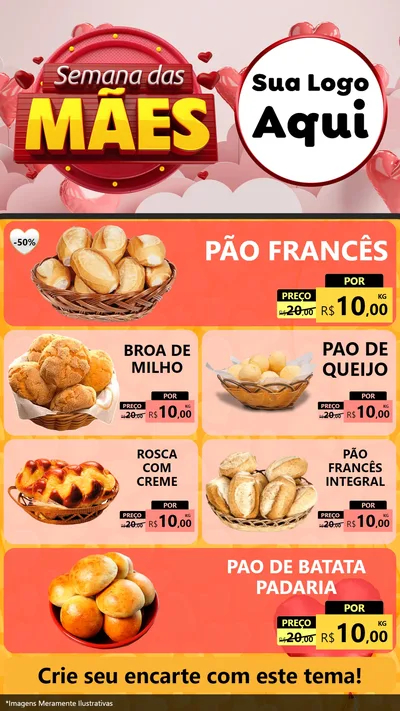 Modelo de TV para TV Vertical com o tema Semana das Mães para Padaria