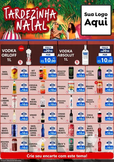 Modelo de Encarte para Encarte A4 Vertical com o tema Tardezinha de natal para Distribuidora de bebidas