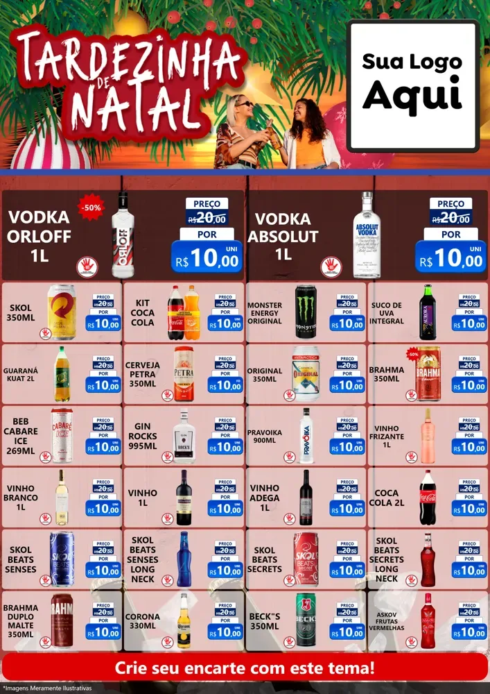 Modelo de Encarte para Encarte A4 Vertical com o tema Tardezinha de natal para Distribuidora de bebidas