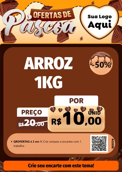 Modelo de Cartaz para Cartaz A4 Vertical com o tema Ofertas de Páscoa para Supermercado
