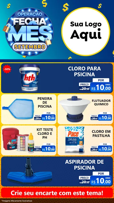 Modelo de TV para TV Vertical com o tema Operação Fecha Mês Setembro para Produtos para Piscina