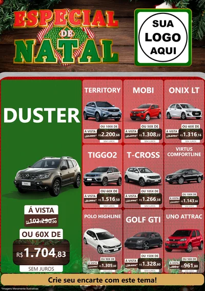 Modelo de Encarte para Encarte A4 Vertical com o tema Especial de Natal para Concessionaria de Carros