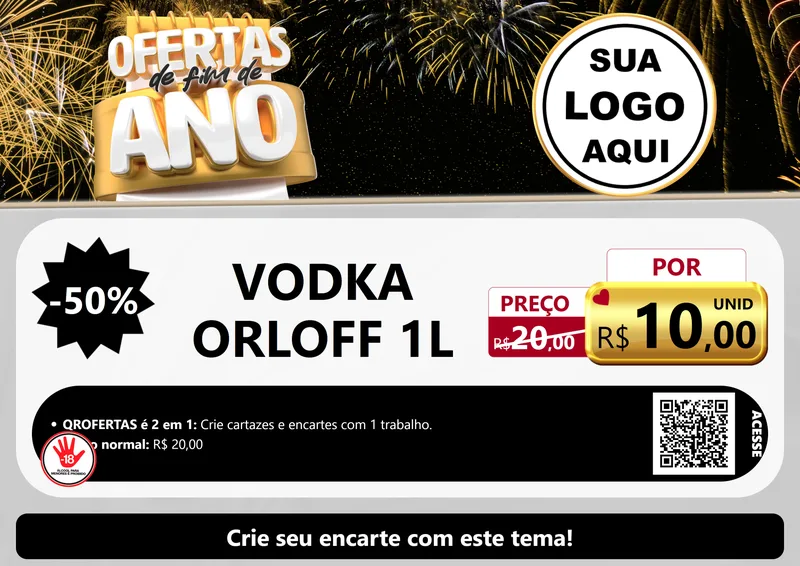 Modelo de Cartaz para Cartaz A4 Horizontal com o tema Ofertas de Fim de Ano para Distribuidora de bebidas