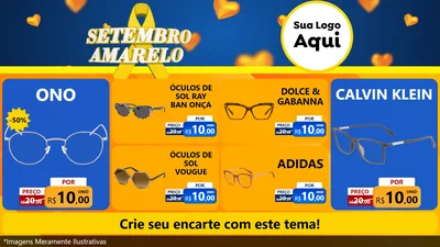 Modelo de TV para TV Horizontal com o tema Setembro Amarelo para Óticas