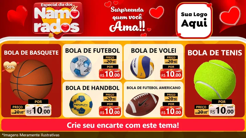 Modelo de TV para TV Horizontal com o tema Especial Dia dos Namorados para Artigos Esportivos