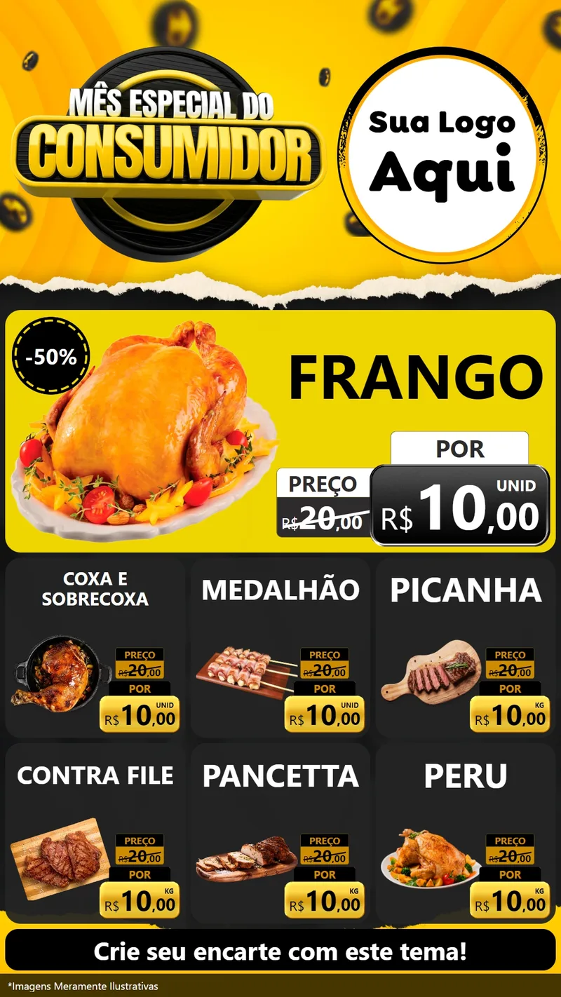 Modelo de Rede Social para Stories com o tema Mês Especial do Consumidor para Assados