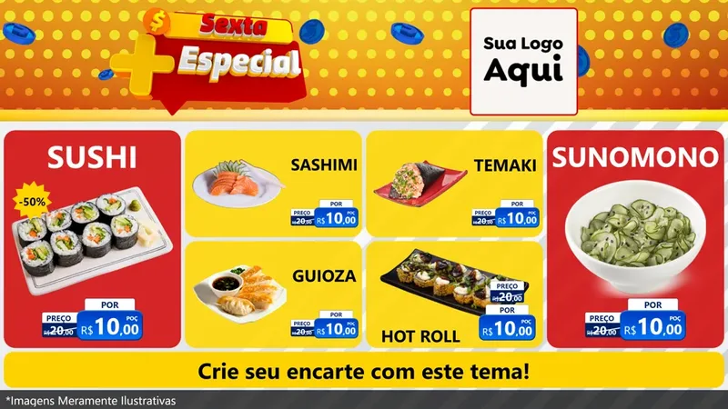 Modelo de TV para TV Horizontal com o tema Sexta Mais Especial para Comida japonesa