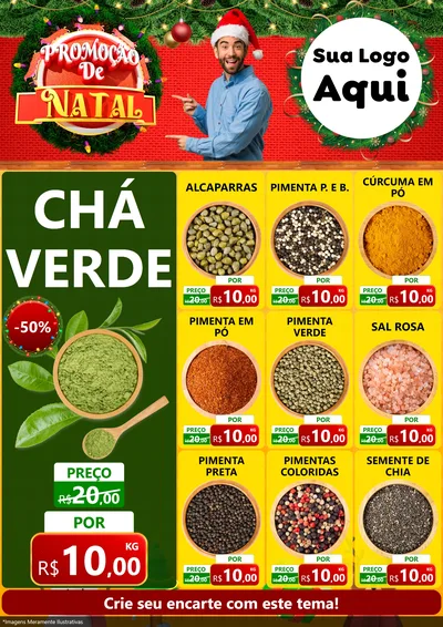 Modelo de Encarte para Encarte A4 Vertical com o tema Promoção de Natal para Produtos Naturais