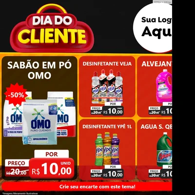 Modelo de Rede Social para Feed Facebook com o tema Dia do Cliente para Produtos de Limpeza
