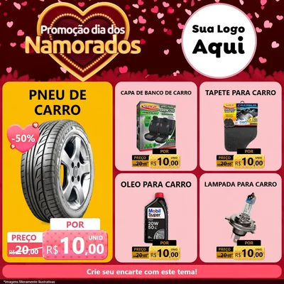 Modelo de Rede Social para Feed Facebook com o tema Promoção Dia Dos Namorados para Auto peças