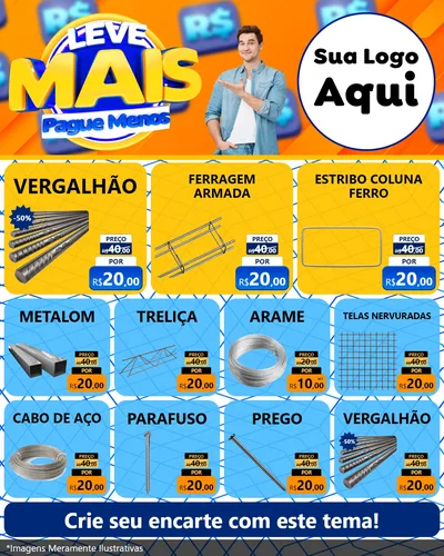 Modelo de Rede Social para Feed Instagram com o tema Leve Mais, Pague Menos para Ferragens
