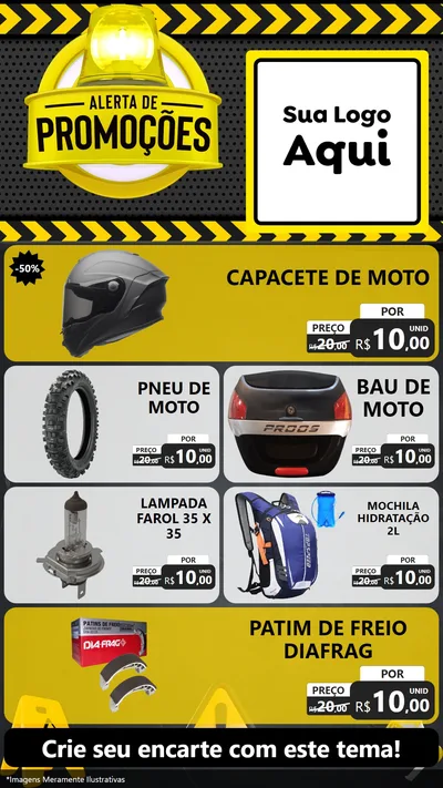 Modelo de TV para TV Vertical com o tema Alerta de Promoções para Moto peças