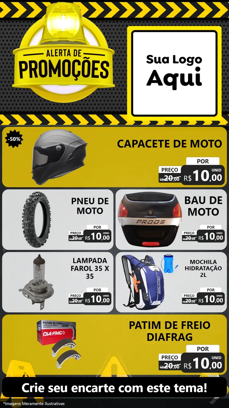 Modelo de TV para TV Vertical com o tema Alerta de Promoções para Moto peças