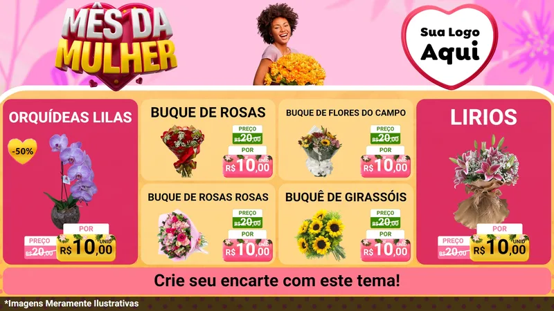 Modelo de TV para TV Horizontal com o tema Mês da Mulher para Floricultura e jardim