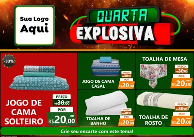 Modelo de Encarte para Encarte A4 Horizontal com o tema Quarta Explosiva para Cama, Mesa e Banho