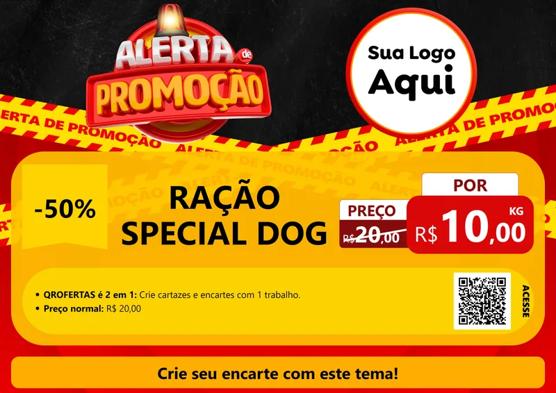 Modelo de Cartaz para Cartaz A4 Horizontal com o tema Alerta de Promoção para Pet Shop