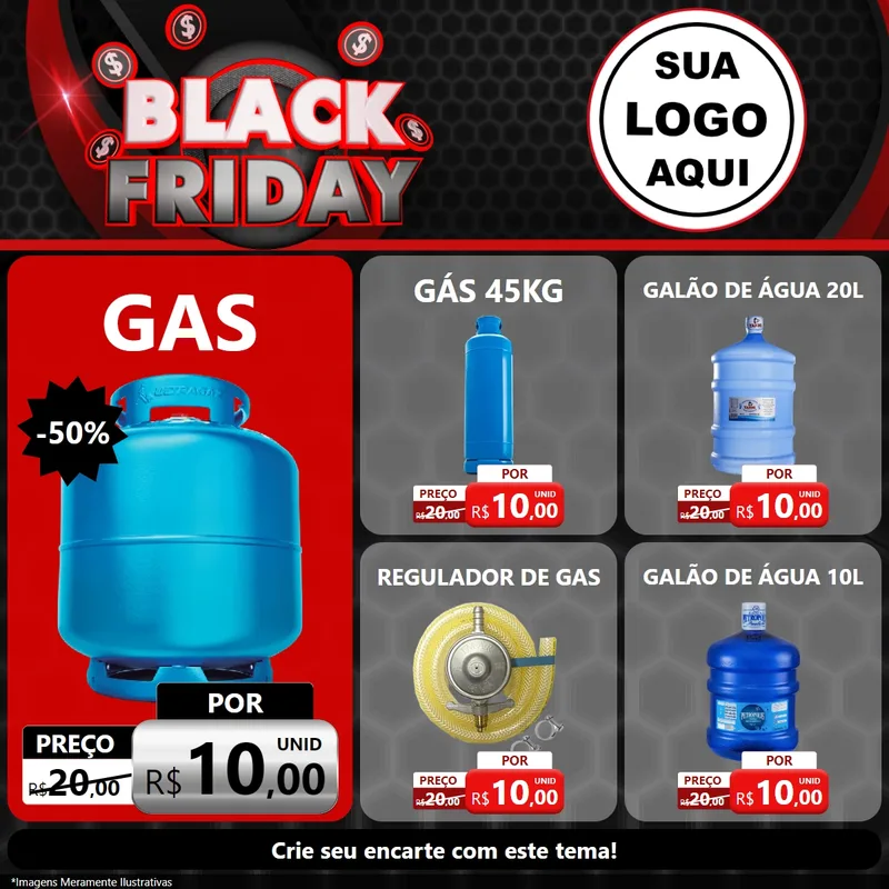 Modelo de Rede Social para Feed Facebook com o tema Black Friday para Água e gás