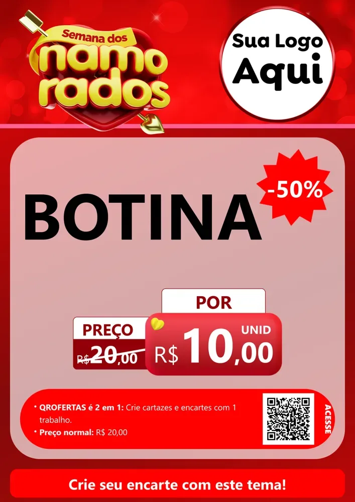 Modelo de Cartaz para Cartaz A4 Vertical com o tema Semana dos namorados para Agropecuária