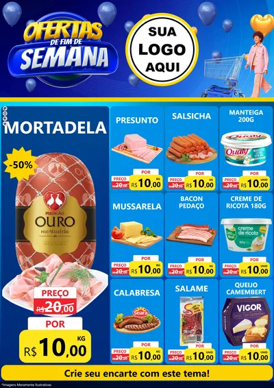 Modelo de Encarte para Encarte A4 Vertical com o tema Ofertas de Fim de Semana para Frios e Laticínios