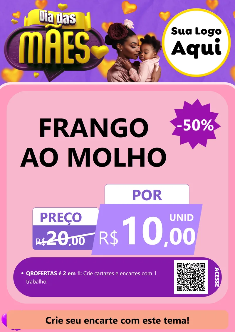 Modelo de Cartaz para Cartaz A4 Vertical com o tema Dia das Mães para Restaurante