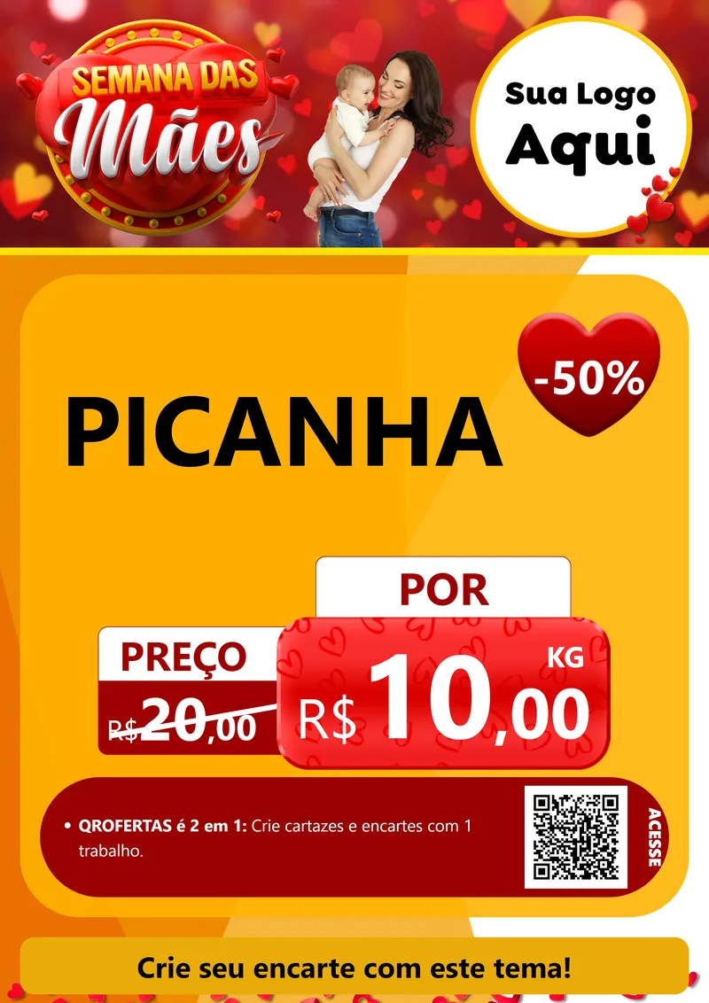Modelo de Cartaz para Cartaz A4 Vertical com o tema Semana das Mães para Açougue