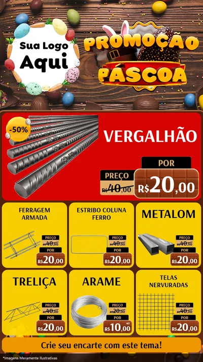 Modelo de Rede Social para Stories com o tema Promoção Páscoa para Ferragens