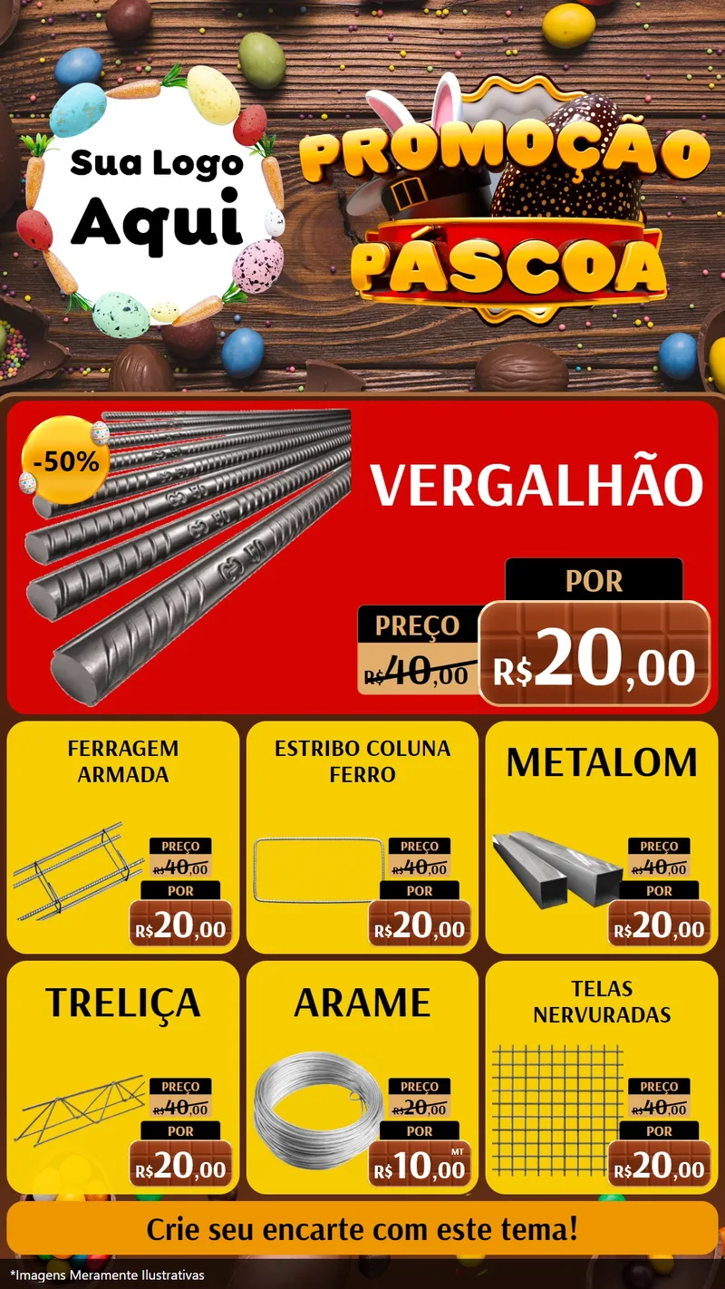 Modelo de Rede Social para Stories com o tema Promoção Páscoa para Ferragens