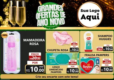 Modelo de Encarte para Encarte A4 Horizontal com o tema Grandes Ofertas de Ano Novo para Bebês