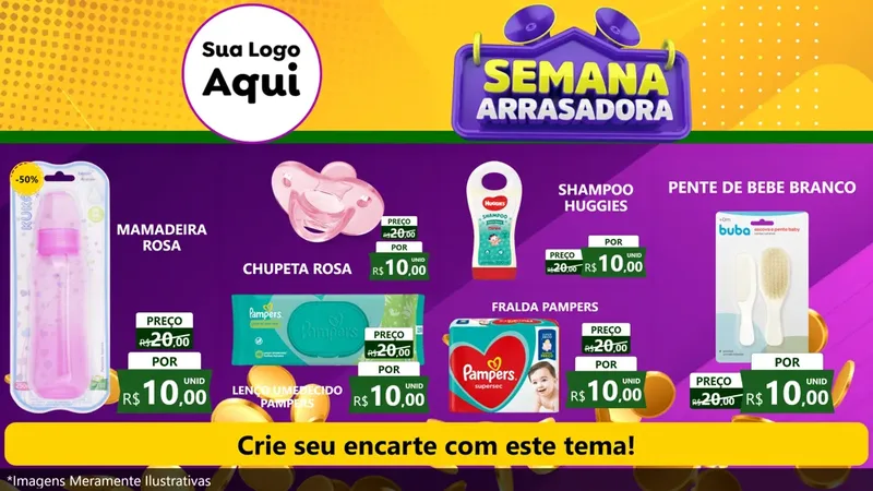 Modelo de TV para TV Horizontal com o tema Semana Arrasadora para Bebês