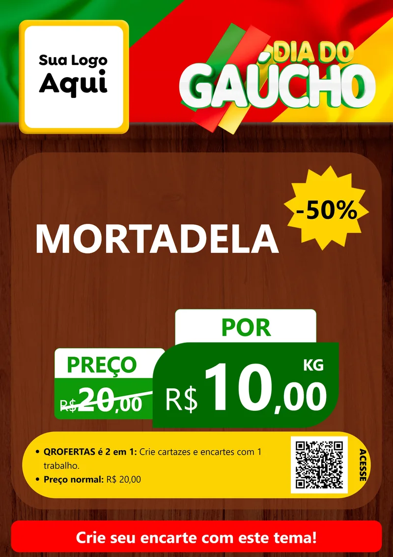 Modelo de Cartaz para Cartaz A4 Vertical com o tema Dia do Gaúcho para Frios e Laticínios