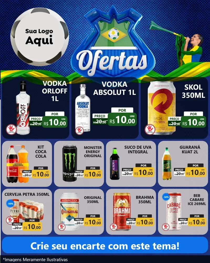 Modelo de Rede Social para Feed Instagram com o tema Ofertas (Futebol) para Distribuidora de bebidas