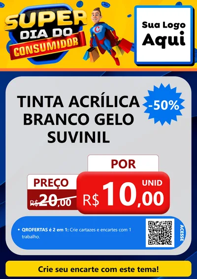 Modelo de Cartaz para Cartaz A4 Vertical com o tema Super Dia do Consumidor para Tintas e Ferramentas