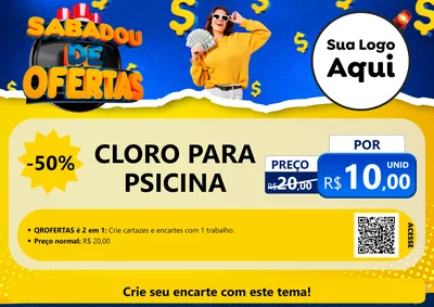 Modelo de Cartaz para Cartaz A4 Horizontal com o tema Sabadou de Ofertas para Produtos para Piscina
