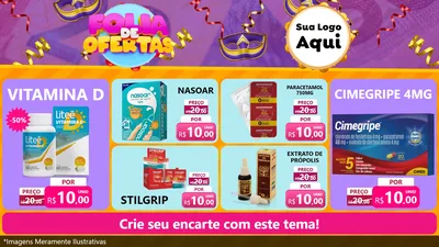 Modelo de TV para TV Horizontal com o tema Folia de Ofertas para Farmácia