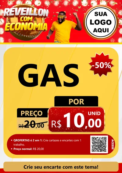 Modelo de Cartaz para Cartaz A4 Vertical com o tema Réveillon com Economia para Água e gás