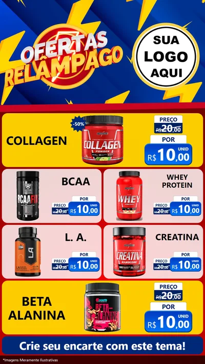 Modelo de TV para TV Vertical com o tema Ofertas Relâmpago para Suplementos alimentares