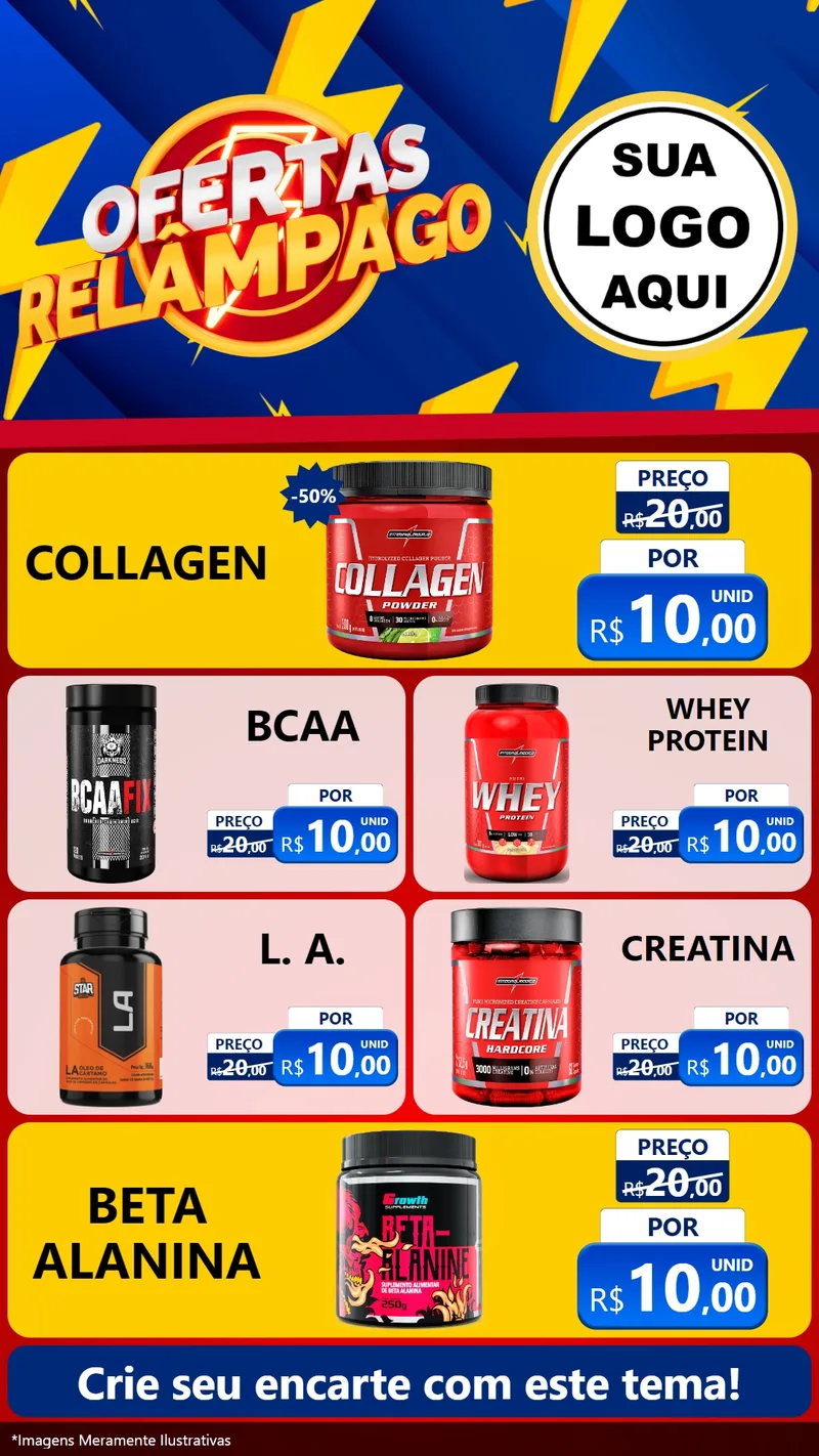 Modelo de TV para TV Vertical com o tema Ofertas Relâmpago para Suplementos alimentares