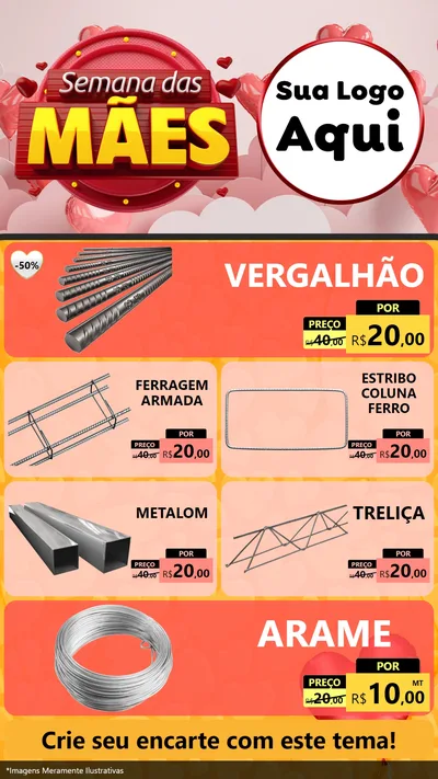 Modelo de TV para TV Vertical com o tema Semana das Mães para Ferragens