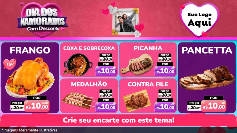Modelo de TV para TV Horizontal com o tema Dia Dos Namorados Com Desconto para Assados