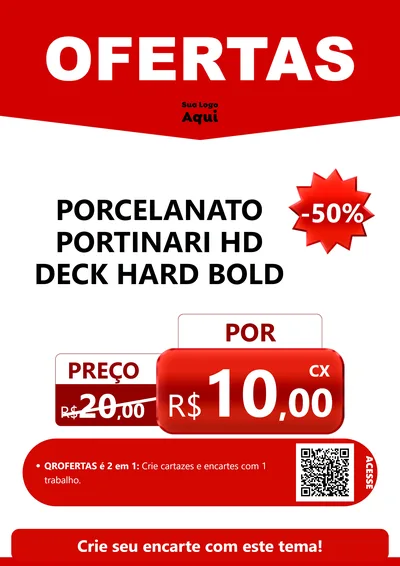 Modelo de Cartaz para Cartaz A4 Vertical com o tema Ofertas Vermelho Cartaz para Pisos e revestimentos