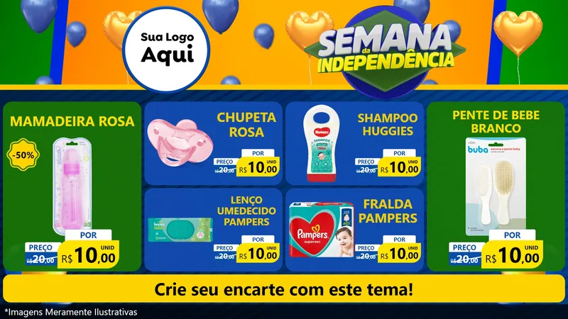 Modelo de TV para TV Horizontal com o tema Semana da Independência para Bebês