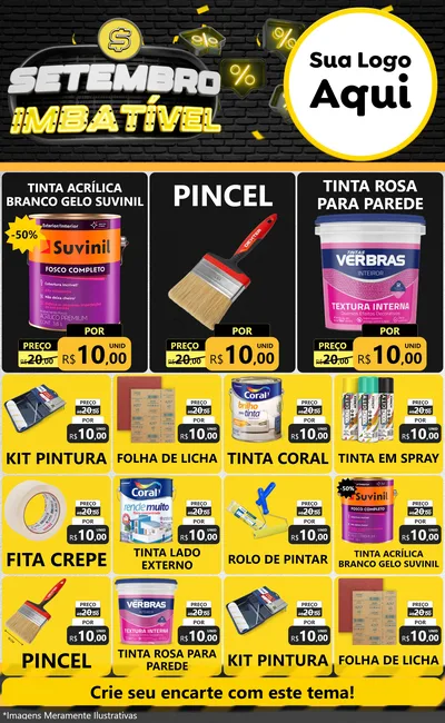 Modelo de Encarte para Encarte Grande com o tema Setembro Imbatível para Tintas e Ferramentas